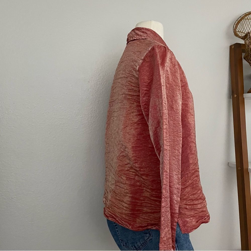 Metallic Textured Button Front Oversize Top - Picture 4 of 5